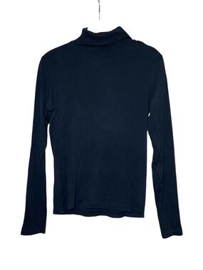 Vintage Style Black Cotton Turtleneck USA Made Minimalist Soft Girl Basic